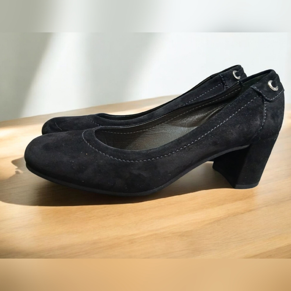 Guglielmo Rotta Suede Feel Basic Black Heels Pumps Womans  Minimalist Capsule